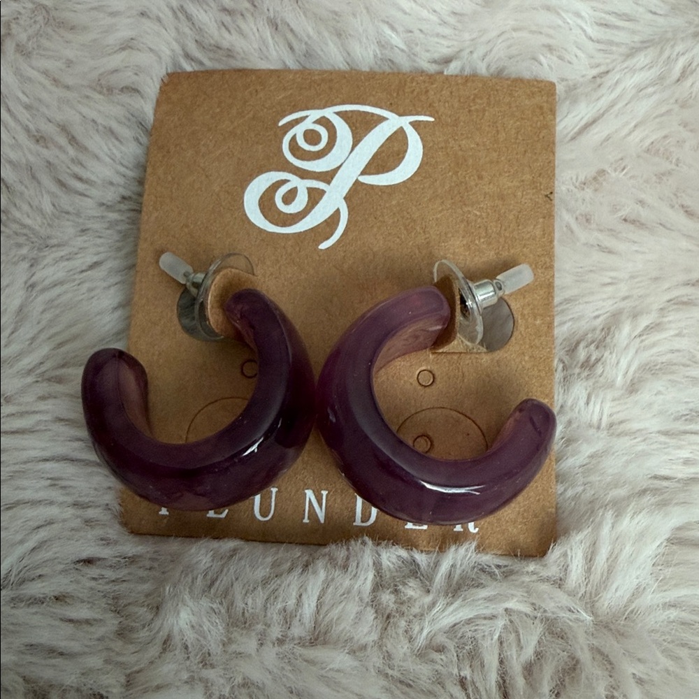 Plunder Translucent Purple Hoop Earrings